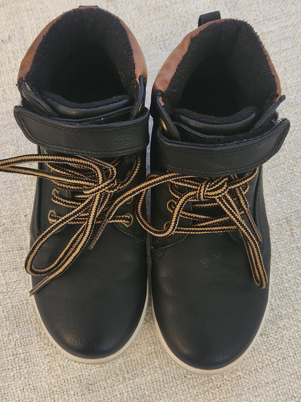 Joe Fresh Black & Tan High Top Sneakers Kids Size 12 - Picture 4 of 9